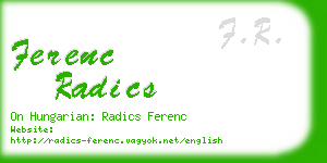 ferenc radics business card